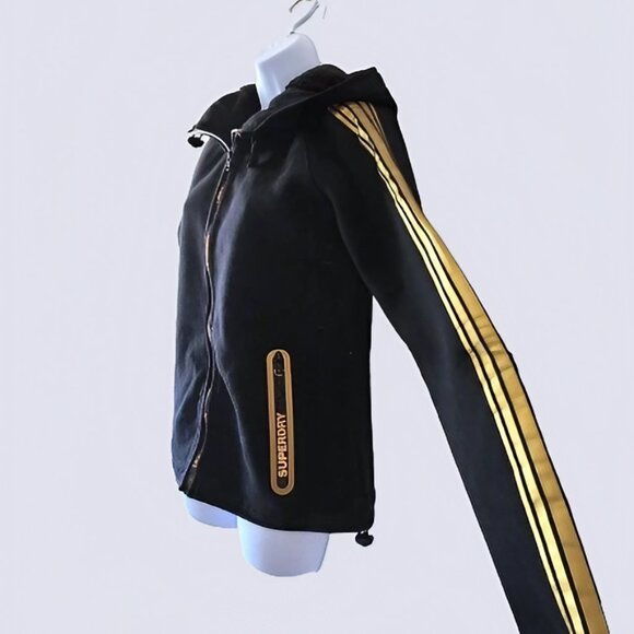NWOT SuperDrySport Gold Warm Hooded Sport Jacket with gold trim. Sz 10 US - Picture 4 of 12